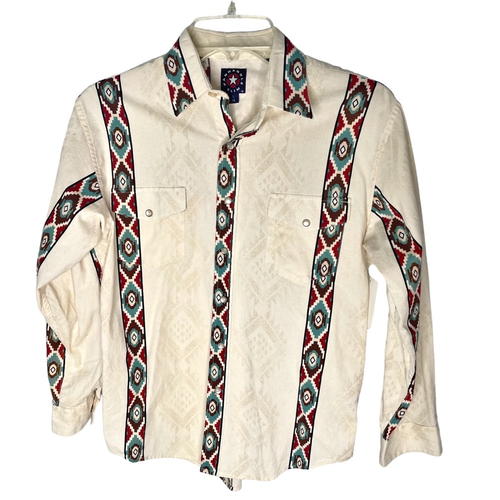 Vintage Western panhandle slim button up long sleeve shirt size L